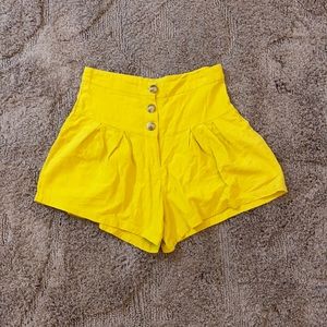 SHEIN Yellow Flowy High Waisted Shorts